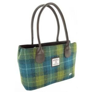 Harris Tweed 'Cassley' Classic Handbag Purse Glen Appin Sea Blue & Green Tartan